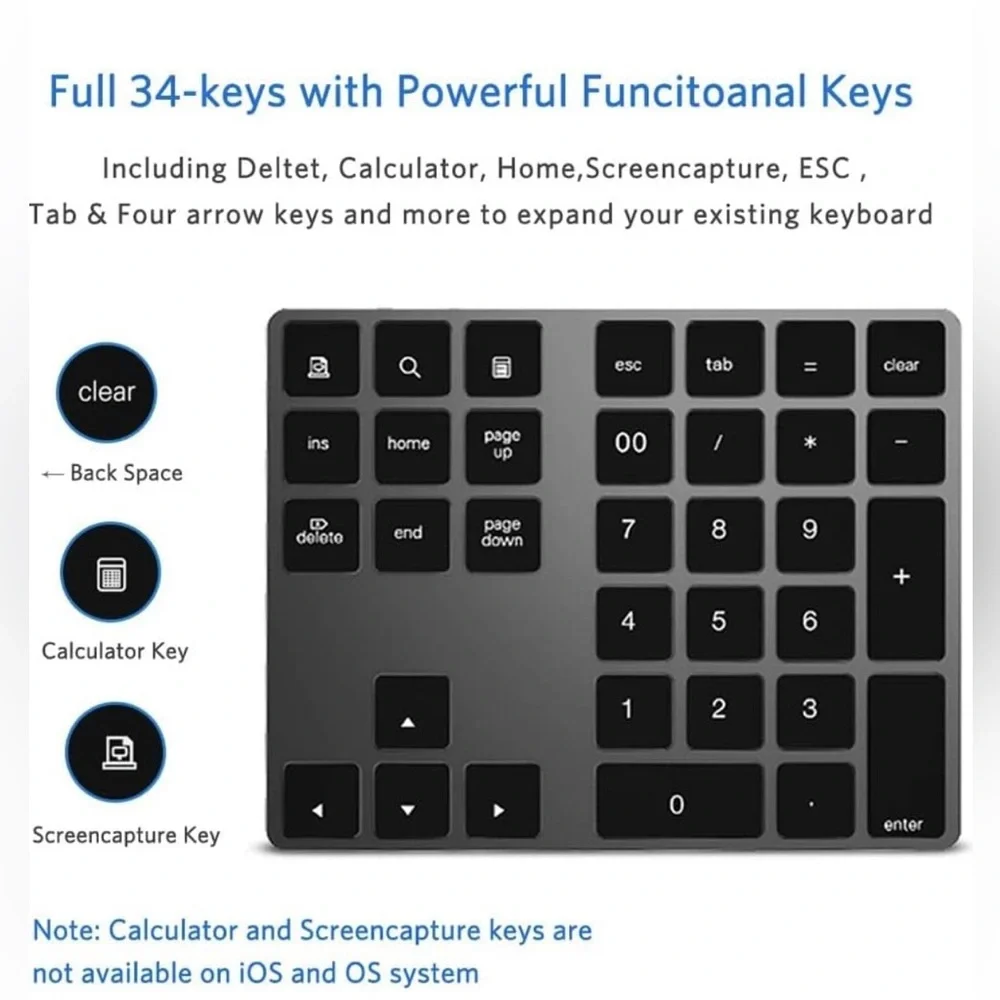 Joyeky Bluetooth Wireless Numeric Keypad,